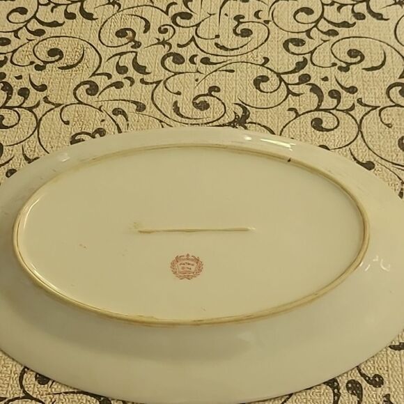 National China Floral Oval Serving Platter - Cream and Green - Picture 2 of 4